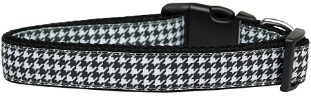 Black Houndstooth Nylon Dog Collar SM